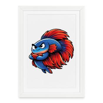 Betta bleu rouge - Affiche encadrée (27 × 37 cm) - blanc - Devant