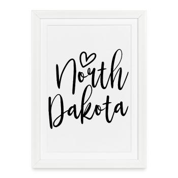 Cœur du Nord Amour des Femmes, Dakota du Nord - Affiche encadrée (27 × 37 cm) - blanc - Devant