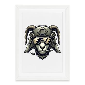 Chèvre en mission - Affiche encadrée (27 × 37 cm) - blanc - Devant
