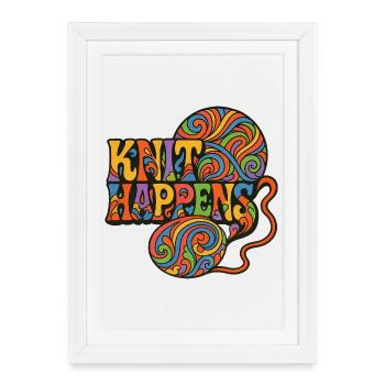 Fil psychédélique de Knit Happens - Affiche encadrée (27 × 37 cm) - blanc - Devant
