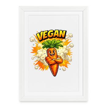Cheerful Carrot – Plant-Based Delight - Framed poster (27 × 37 cm) - white - Front