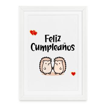 Bon anniversaire - Affiche encadrée (27 × 37 cm) - blanc - Devant