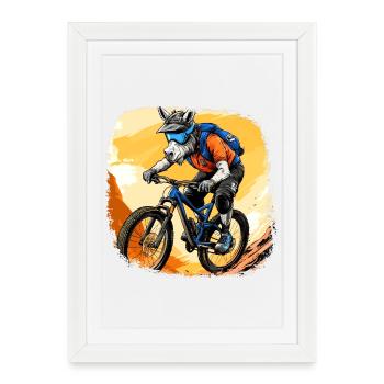 Vélo de montagne âne / Âne à vélo - Affiche encadrée (27 × 37 cm) - blanc - Devant