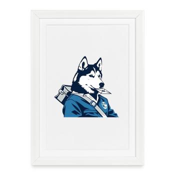 Tenue bleue Husky Postman - Affiche encadrée (27 × 37 cm) - blanc - Devant