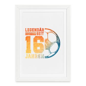 16e anniversaire Football 16 ans Jeunes Adolescents - Affiche encadrée (27 × 37 cm) - blanc - Devant