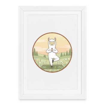 Yoga Llama Alpaca Doing Tree Pose - Framed poster (27 × 37 cm) - white - Front