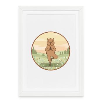Yoga Capybara Rodent Doing Tree Pose - Framed poster (27 × 37 cm) - white - Front
