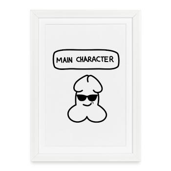 Émoticon drôle de personnage principal Junior - Affiche encadrée (27 × 37 cm) - blanc - Devant