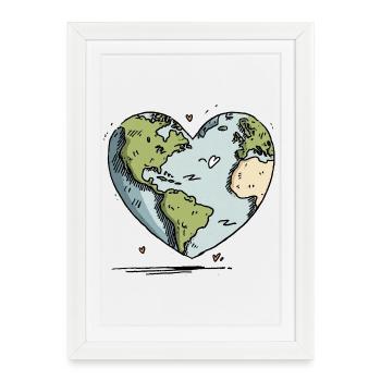 Heart of the Earth Globe - Framed poster (27 × 37 cm) - white - Front