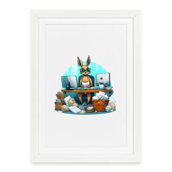 Kangaroo in the office chaos - Framed poster (27 × 37 cm) - white - Front