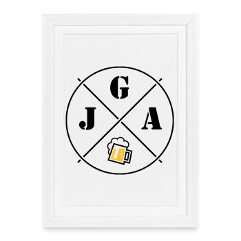 Bière pour enterrement de vie de garçon (symbole de cercle pour enterrement de vie de garçon POS2C) - Affiche encadrée (27 × 37 cm) - blanc - Devant