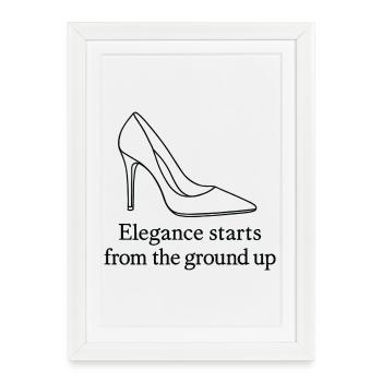 Art de la ligne de talons hauts – Citation de mode Élégance - Affiche encadrée (27 × 37 cm) - blanc - Devant