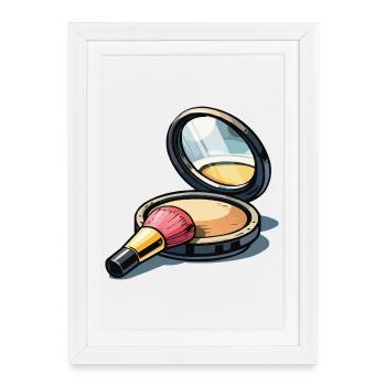 Powder brush illustration makeup - Framed poster (27 × 37 cm) - white - Front