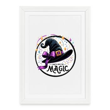 Illustration magique du chapeau de sorcière - Affiche encadrée (27 × 37 cm) - blanc - Devant