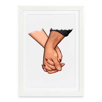 Se tenir la main Proximité connectée - Affiche encadrée (27 × 37 cm) - blanc - Devant