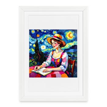 Nocturnal patchwork font - Framed poster (27 × 37 cm) - white - Front