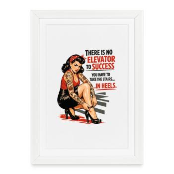 Imprimé rétro Pin-Up : succès en talons et tatouages - Affiche encadrée (27 × 37 cm) - blanc - Devant