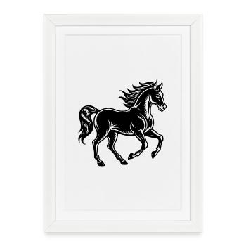 Cheval au galop - Affiche encadrée (27 × 37 cm) - blanc - Devant