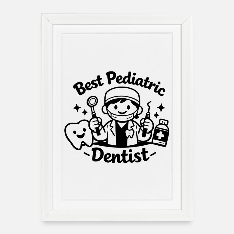 Bester Kinderzahnarzt - Gerahmtes Poster (27 × 37 cm) - Weiß