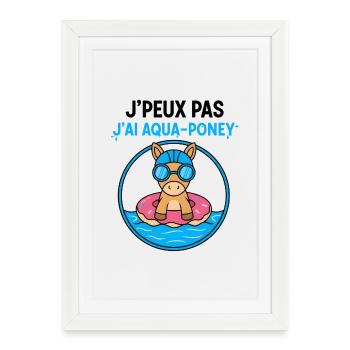 Aqua-Poney sur Bouée Donut - Affiche encadrée (27 × 37 cm) - blanc - Devant