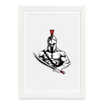 Spartan Gladiator Sword Mascot Spartan Gym - Framed poster (27 × 37 cm) - white - Front