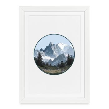 Mont Blanc paysage montagne - Affiche encadrée (27 × 37 cm) - blanc - Devant