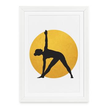 Minimalist Yoga Triangle Silhouette - Framed poster (27 × 37 cm) - white - Front