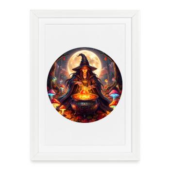Moonlit Witch's Cauldron - Framed poster (27 × 37 cm) - white - Front