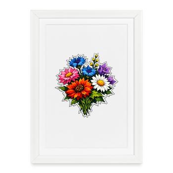 Colorful Dahlia Bouquet - Framed poster (27 × 37 cm) - white - Front