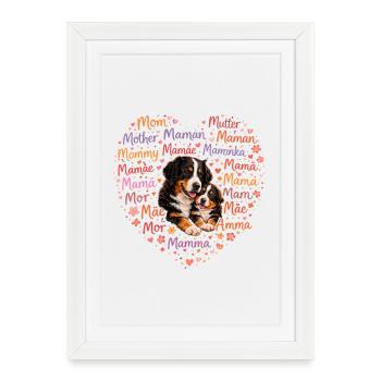 Maman de chien de montagne bernois – Amour du chien pour la fête des mères - Affiche encadrée (27 × 37 cm) - blanc - Devant