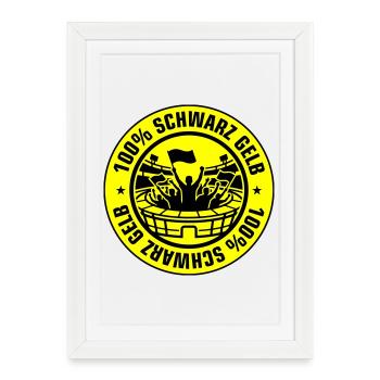 Schwarz Gelb Fans - Gerahmtes Poster (27 × 37 cm) - Weiß - Vorne