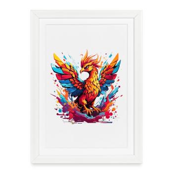 Fire Phoenix Color Explosion - Framed poster (27 × 37 cm) - white - Front