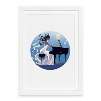 Nuit au clair de lune au Piano Diva - Affiche encadrée (27 × 37 cm) - blanc - Devant
