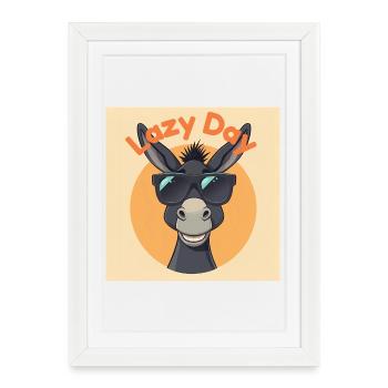 Âne paresseux lunettes soleil - Affiche encadrée (27 × 37 cm) - blanc - Devant