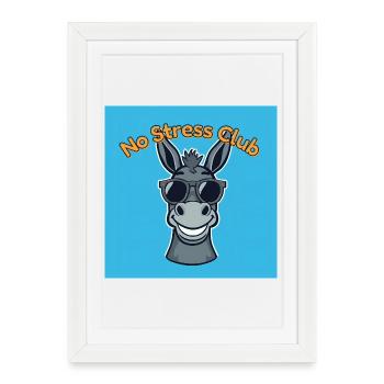 No Stress Club Âne Cool - Affiche encadrée (27 × 37 cm) - blanc - Devant