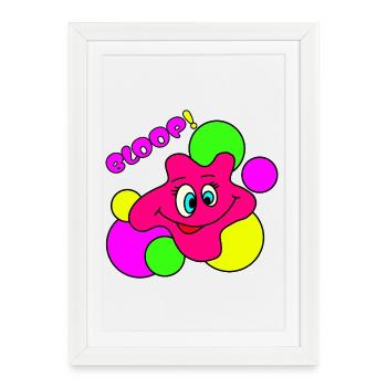 BLOOP ! Personnage drôle de Pop Art Néon - Affiche encadrée (27 × 37 cm) - blanc - Devant