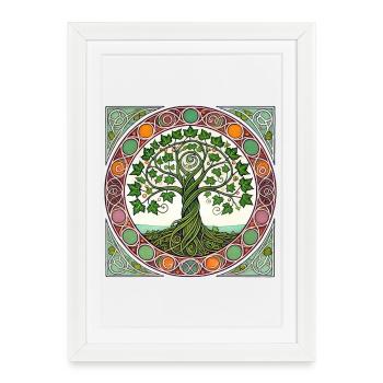 Tree of Life Circular Stained Glass - Framed poster (27 × 37 cm) - white - Front