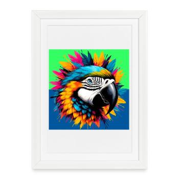 perroquet - Affiche encadrée (27 × 37 cm) - blanc - Devant