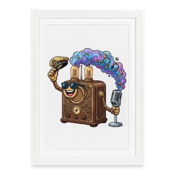 Radio vintage - Affiche encadrée (27 × 37 cm) - blanc - Devant