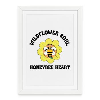 Wildflower Soul – Honeybee Heart Saying - Framed poster (27 × 37 cm) - white - Front