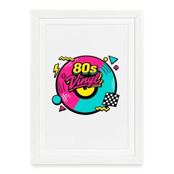 80s Vinyl Neon Revival - Framed poster (27 × 37 cm) - white - Front