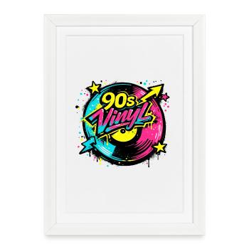 90s Vinyl Neon Circle - Framed poster (27 × 37 cm) - white - Front