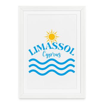 Limassol Chyprite Vagues de soleil - Affiche encadrée (27 × 37 cm) - blanc - Devant