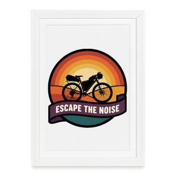 Escape the Noise Gravel Bike Sunset Badge - Framed poster (27 × 37 cm) - white - Front