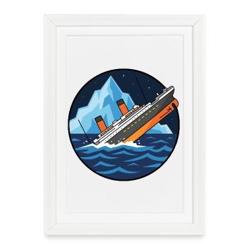 Titanic Schiff Eisberg Illustration - Framed poster (27 × 37 cm) - white - Front