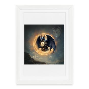Steampunk Winged Watch - Framed poster (27 × 37 cm) - white - Front