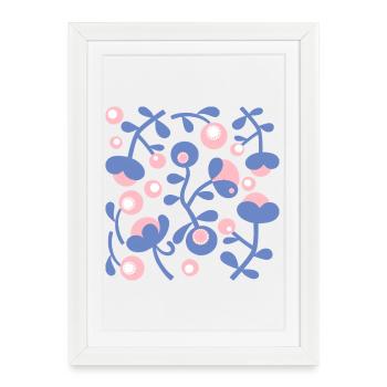 Abstract Peonies L Rose Blue White - Framed poster (27 × 37 cm) - white - Front