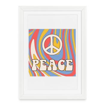 Retro Hippie Peace Design – 70s Vibes & Freedom - Framed poster (27 × 37 cm) - white - Front