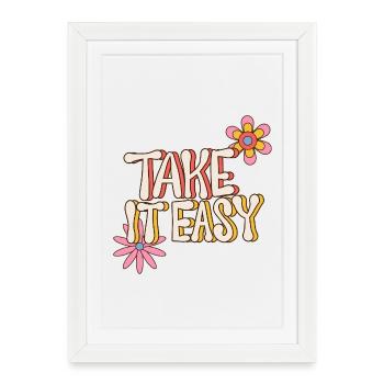 Take It Easy – Retro Flower Power 70s - Framed poster (27 × 37 cm) - white - Front
