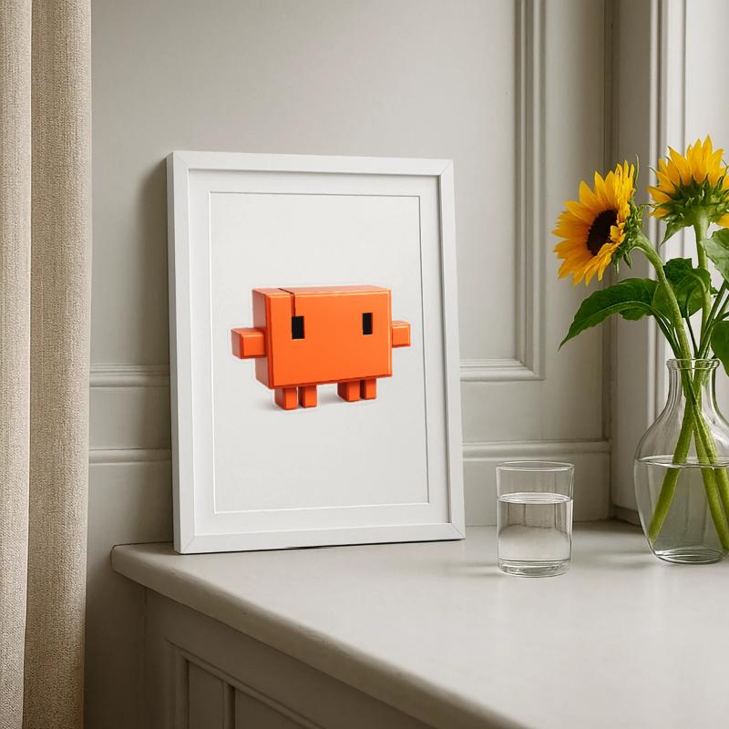Claude Code Pixel 3D Mascot Cute Dev Sticker Affiche encadrée (27 × 37 cm)
